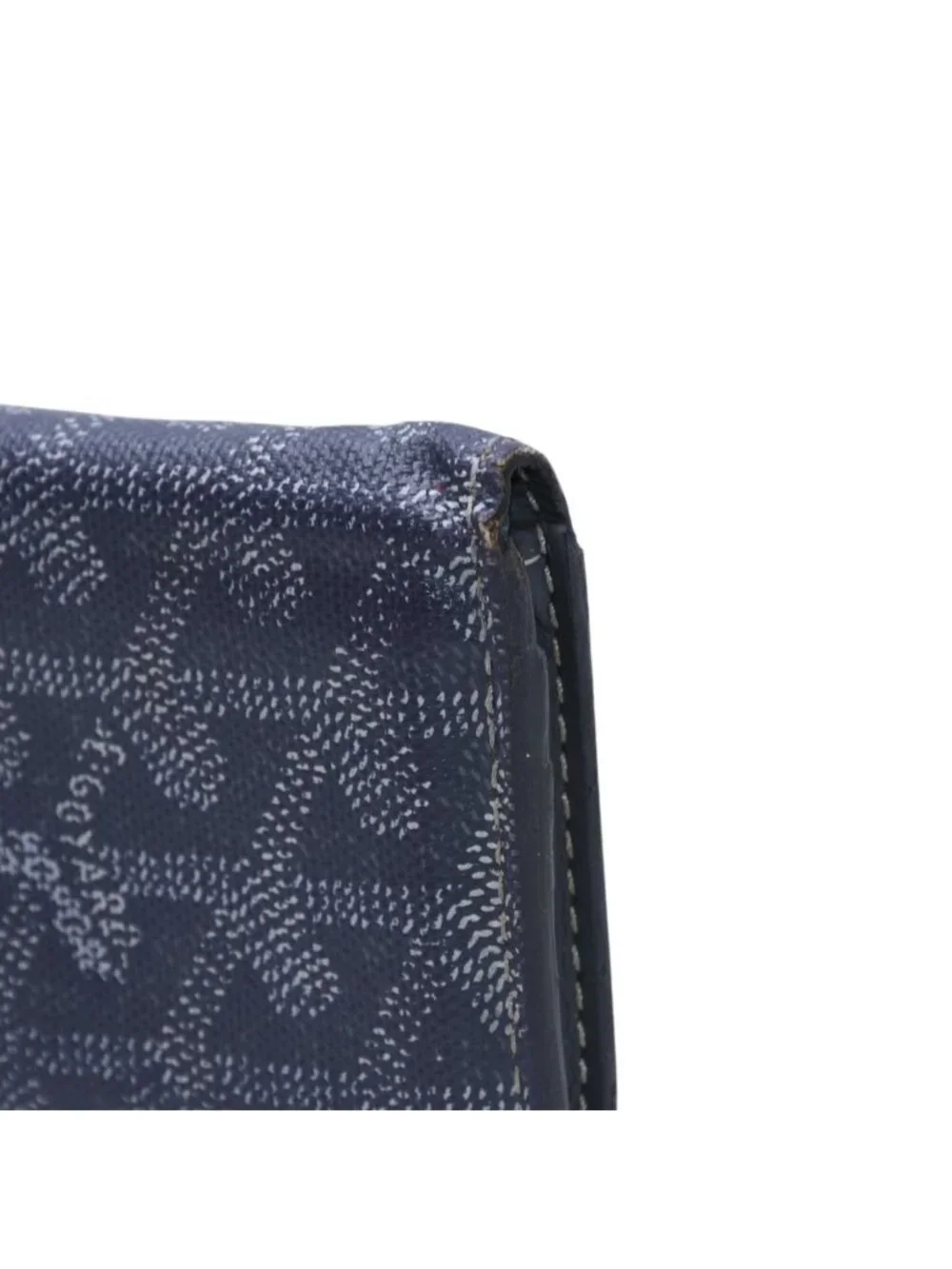 Goyard Saint Pierre Card Wallet Herringbone Pattern Canvas Leather Gray Yellow